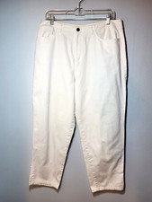 Talbots White Ankle Pant Jean Cotton Taper Leg 5 Pocket High Rise Size 14