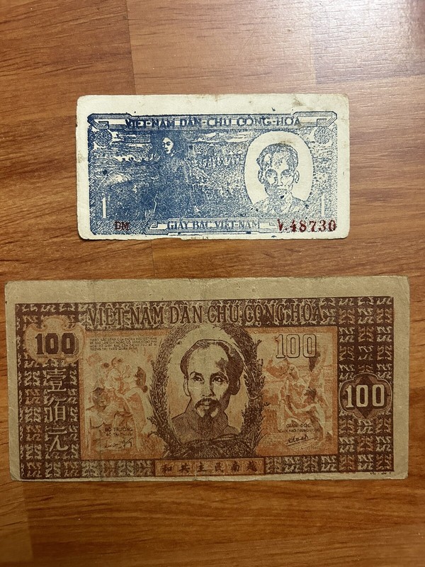 North VIET NAM DCCH Banknotes: 1948 100 Dong & 1 Dong Cir./ Uncirculated - RARE.