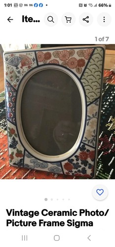 Vtg Ceramic Photo Frame. Sigma Tastesetter Floral Motif Made. Preowned - Picture 10 of 10