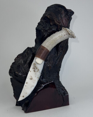 Native American Stone Agate Knife Flint Knapping Decor Beautiful Display Wolf
