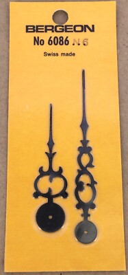 NOS New [ 1 Set = 2 hands ] Bergeon 6086 N6 Wall Clock Black Agujas Reloj Negra
