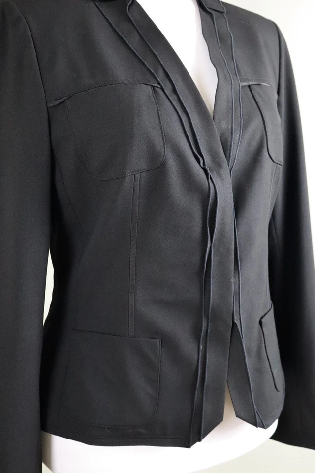 Chaqueta Top ELIE TAHARI $398 Forrada Estructurada Plisada a Presión Talla US 10 Foto 3 de 4