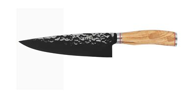 ROUTE83 By MOE CASON XL 8.5'' Chef's Knife - Handmade - Black Titanium Coated ...