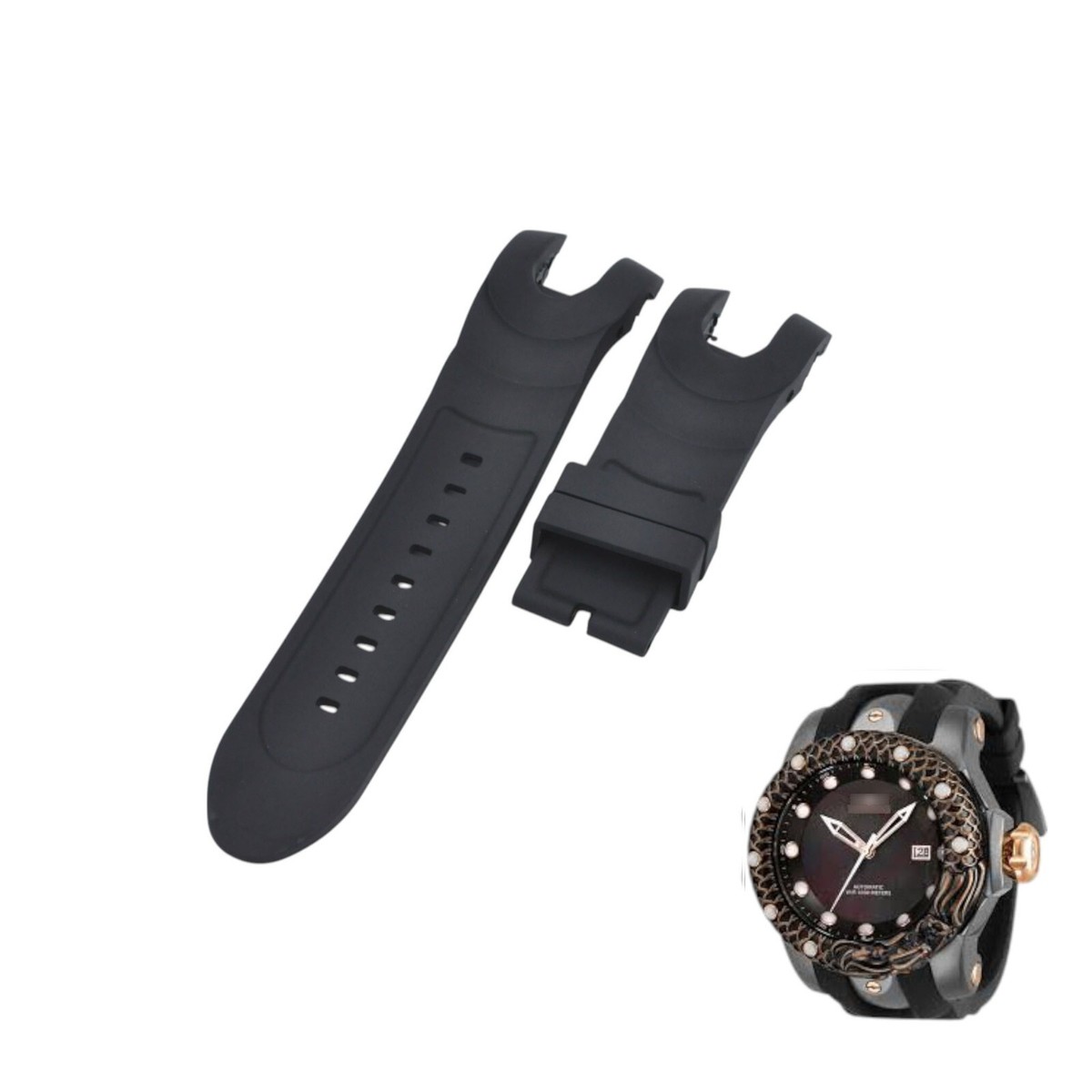 Venom 33602 26mm Black Rubber Watch Strap For Invicta