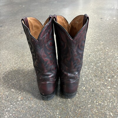 Vintage Dan Post #2112 Milwaukee Black Cherry Cowboy Boots  display picture 1