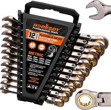 HORUSDY 12-Piece Metric Flex-Head Ratcheting Wrench Set Set with Organizer | 8-