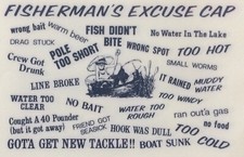 Original Vintage Fisherman  s Excuse Cap Hot Peel Iron On Transfer