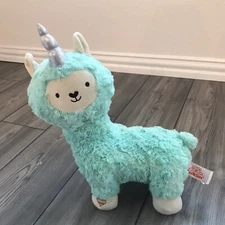 Cuddle Barn Unicorn Llama Plush Lovey Musical Lights Up Mint Green Free Ship