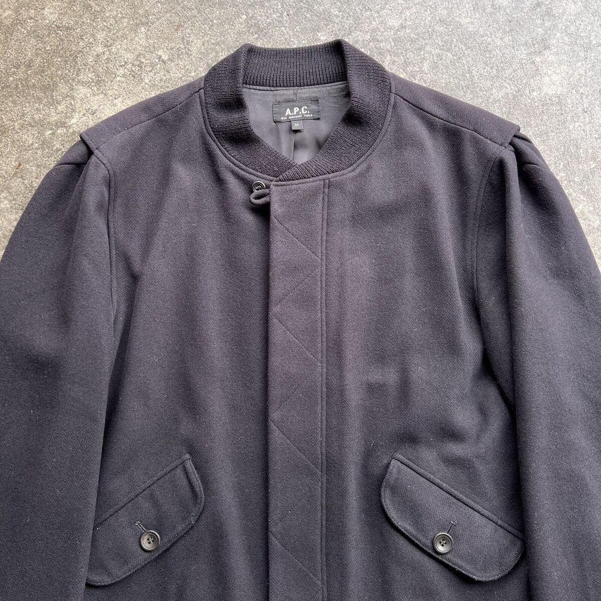 A.P.C. Wool Zip Up Bomber Jacket Mens Size Medium Navy Blue A.P.C. Wool Zip Up Bomber Jacket Mens Size Medium Navy Blue