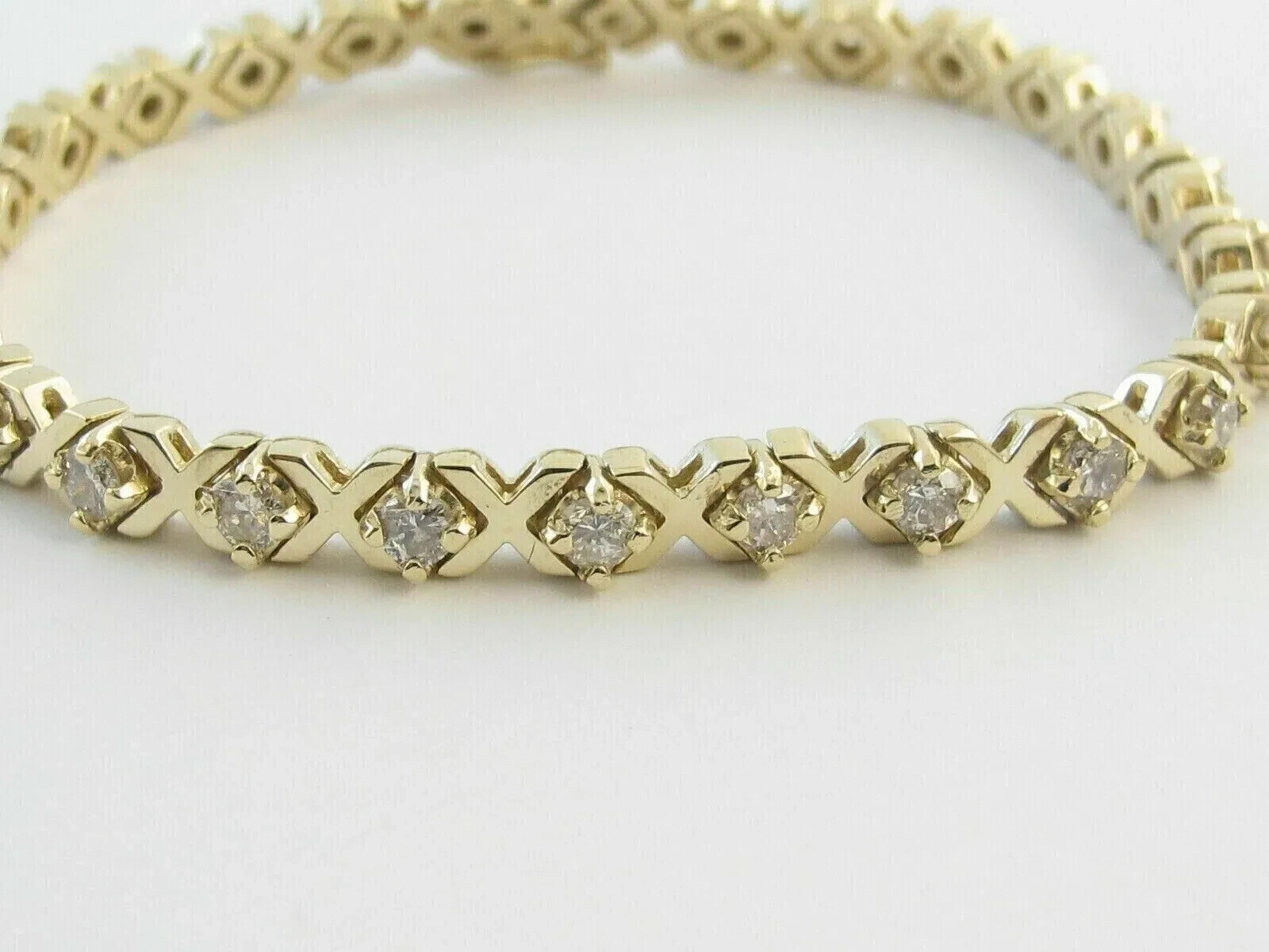 6 Ct Lab Created Diamond Women's XOXO Tennis Bracelet 14K Yellow Gold