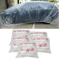 5 Packs Clear Plastic Disposable PE Car Cover Temporary Full Coverage Universal