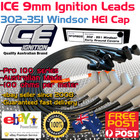 ICE PRO 100 9mm Ignition Leads V8 289-302 Windsor Around R/Covers Black HEI MSD
