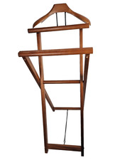 Vintage Wood Valet Stand Suit Rack Coat Clothes Hanger Foldable