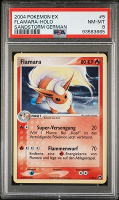 2004 POKEMON GERMAN EX SANDSTORM 5 FLAMARA-HOLO SANDSTORM GERMAN PSA 8
