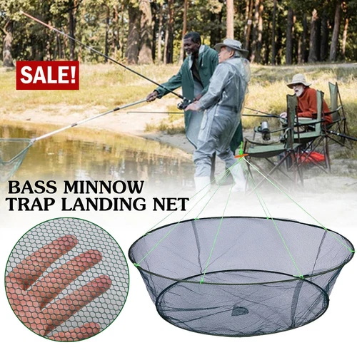 1/2PCS Foldable Drop Fishing Landing Net Trap Cage Prawn Bait Shrimp Pond Mesh - Picture 11 of 13