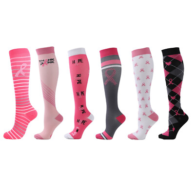6 Pairs Women's Compression Socks 20-30 mmHg Knee High Support Medical ...