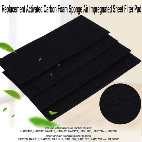 4x Universal Black Activated Carbon Foam Sponge Air Impregnat Sheet Filter Pads - Afbeelding 1 van 9