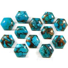  WHOLESALE BLUE COPPER TURQUOISE CABOCHON HEXAGON SHAPE LOOSE GEMSTONE