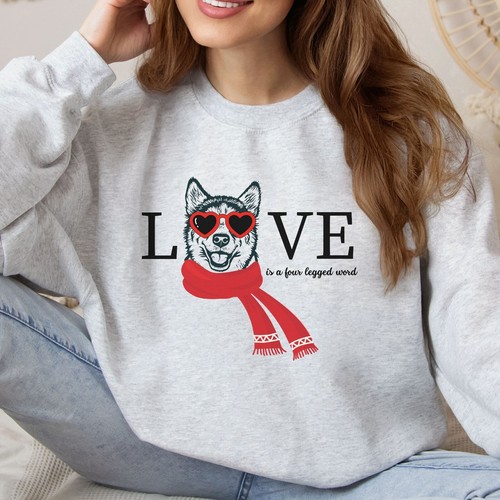 Siberian Husky Sweatshirt Valentine's Day Shirt Love Dog Mom Top Dog Lover Gift - Picture 10 of 12