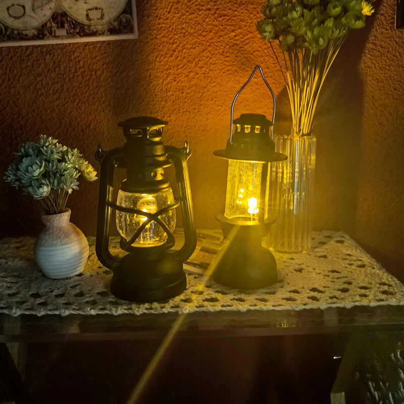 2PC 1/6 Scale Dolls House Miniatures Accessories Kerosene Light Lamp Can Be Lit - Image 3 of 4