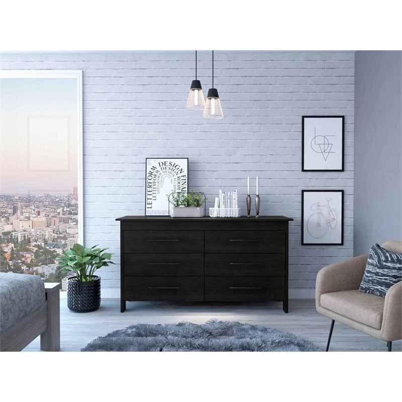 Atlin designs contemporary modern 3 drawer wooden chest dresser in black deals