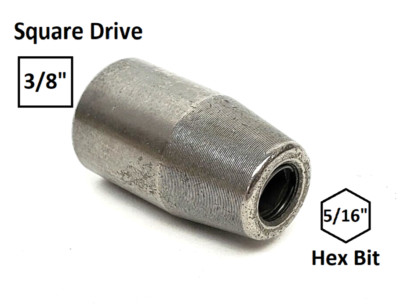 3/8'' Square Impact Driver Bit Holder 3/8'' Square Drive to 5/16'' Hex Shank Bits
