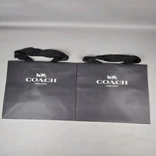 Coach Shopping Bag Reusable LOT OF 2 16x13x6 Black with White design logo