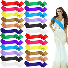 Xtinmee 24 Pcs Blank Satin Sash Plain Assorted Sash for Pageants Long from Shoul