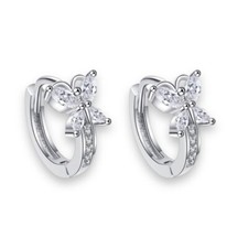 13mm Small CZ Butterfly Hoop Earrings for Women