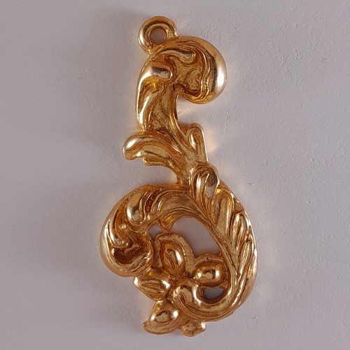 Broche Vintage Années 50 – Volute De Rubans Métal Doré Et Strass, Fabrication Française