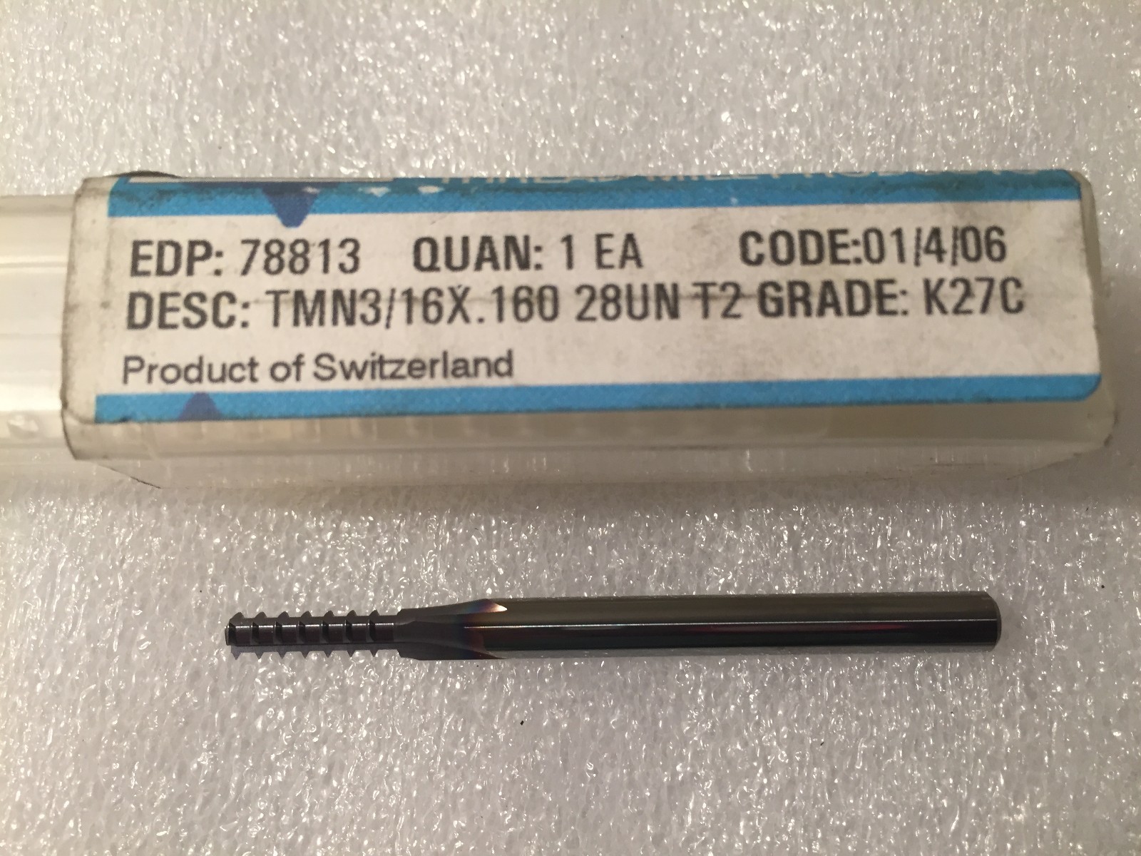 NEW Xactform Solid Carbide Thread Mill 1/4"28 K27C 78813 3/16 x .160