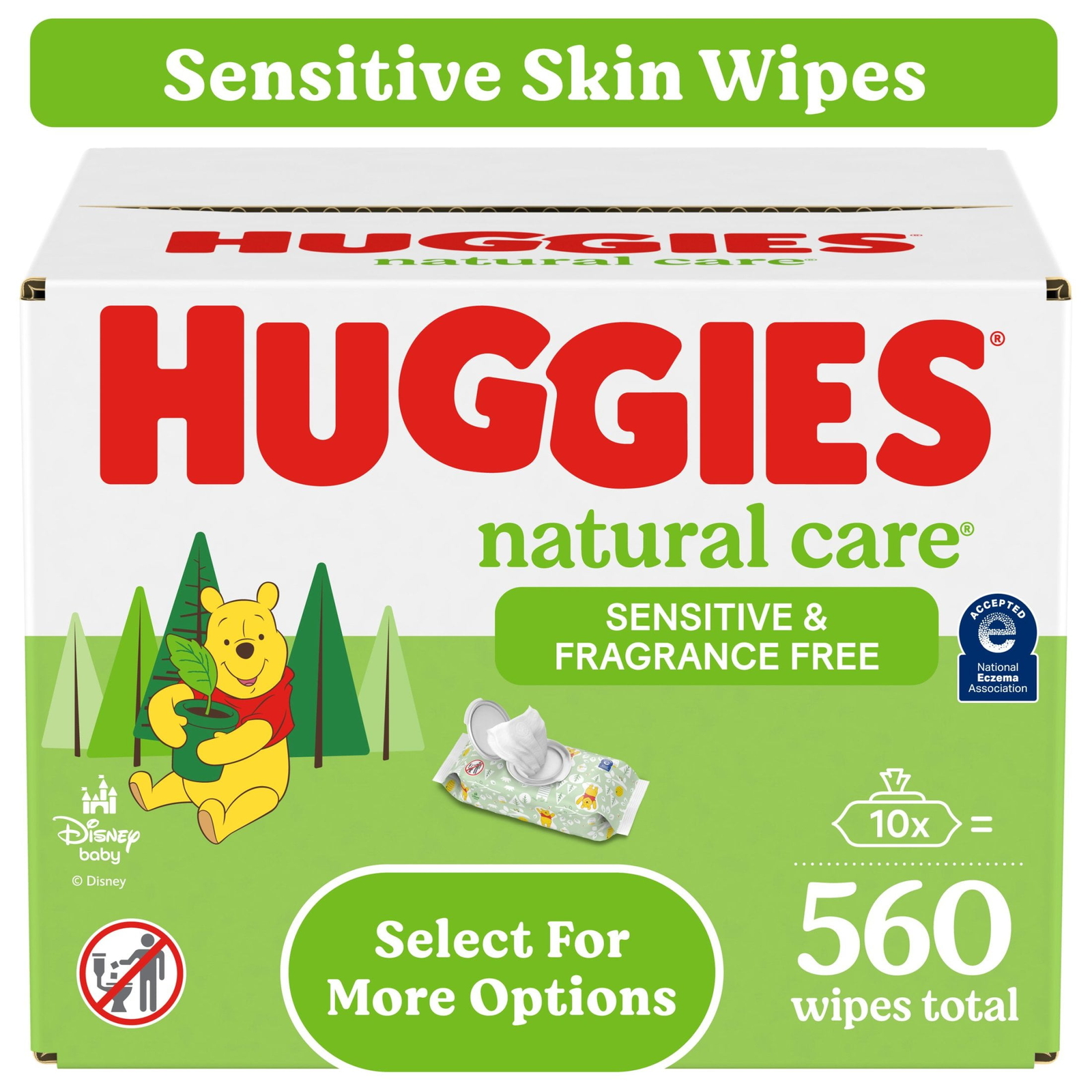 Natural Care Sensitive Baby Wipes, Unscented, 10 Pack, 560 Total Ct