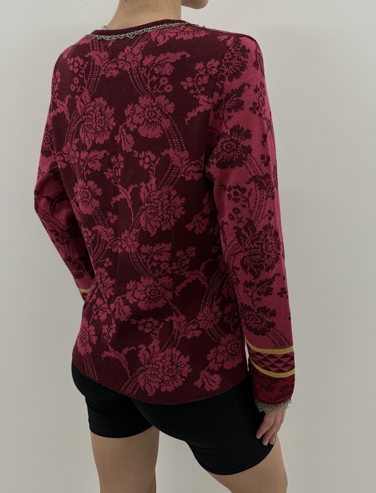 Oleana Silk Wool Knit Sweater Cardigan ButtonUp Floral Print Size S eBay