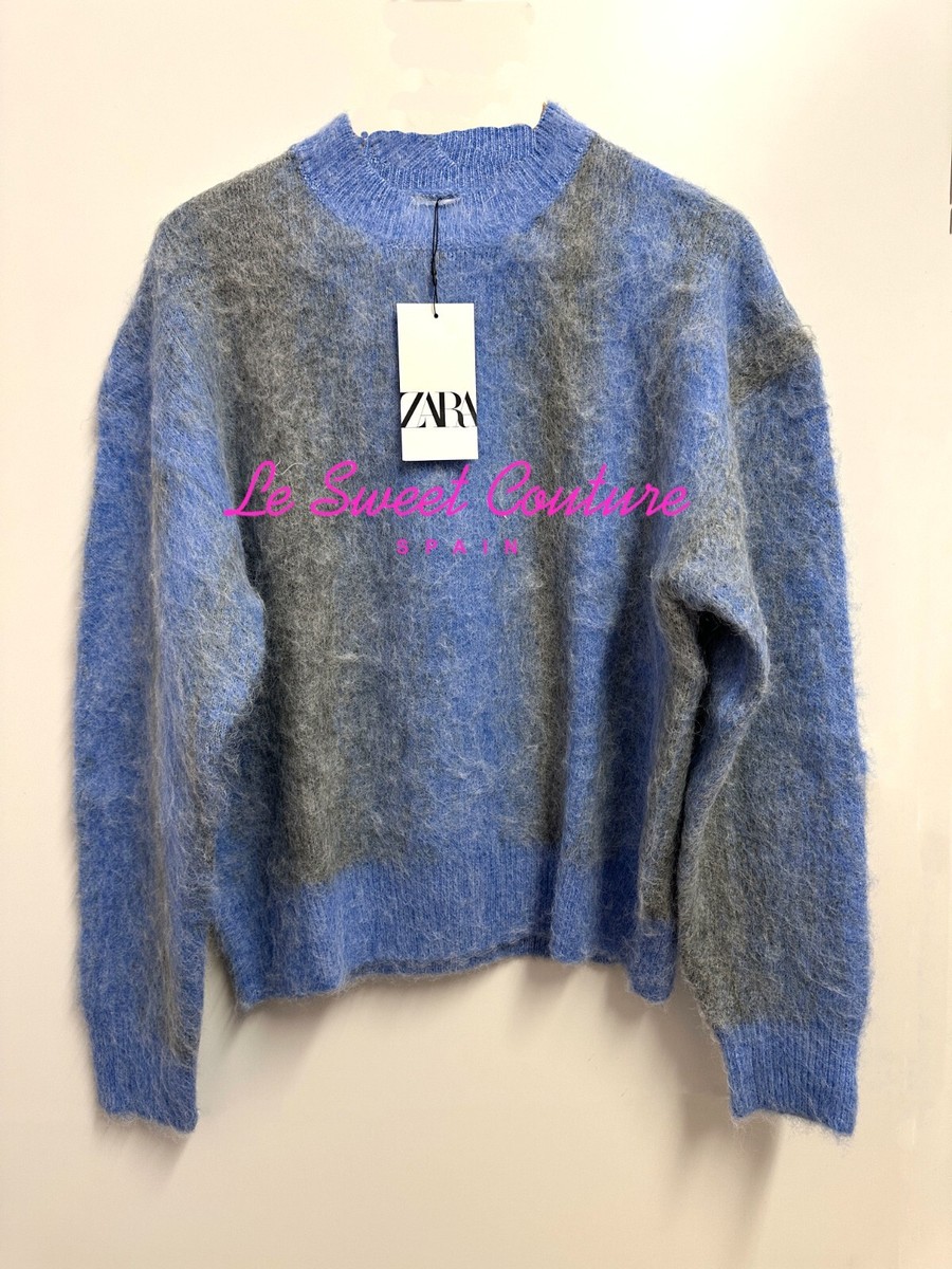 ZARA MAN NWT FW24 BRUSHED TEXTURE SWEATER BLUE 9598/385/400 ZARA MAN NWT FW24 BRUSHED TEXTURE SWEATER BLUE 9598/385/400