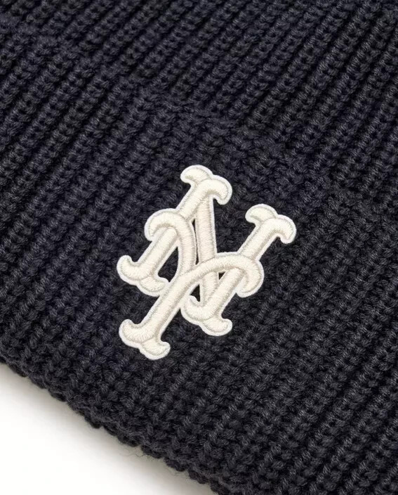 ◆MLB Korea◆ Varsity Cursive Mid Beanie NYM Charcoal Gray 3 mlb-new-york-yankees-haymaker-