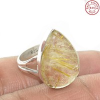 Solid 925 Sterling Silver Golden Rutile Quartz Jewelry Ring Us 7.5 Ai307 Solid 925 Sterling Silver Golden Rutile Quartz Jewelry Ring Us 7.5 Ai307