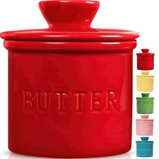 PriorityChef French Butter Crock with Lid Get on Demand Spreadable Butter Cer...