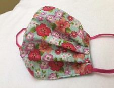 Face Mask, Three Layer, Adult Size, Nose Wire, Elastic Ear Straps, Reversible