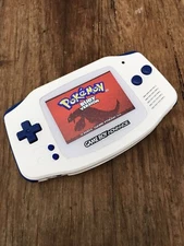 Nintendo Gameboy Advance GBA Blue White Handheld Gaming Console BACKLIT IPS V2