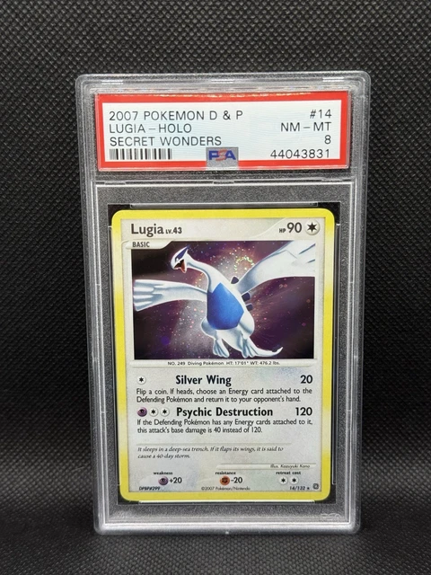 🌀Lugia Holo PSA 8 2007 Pokémon Secret Wonders 14/132 English Holo Rare SWIRL 🌀