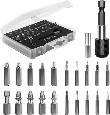 Nuovoware Damaged Screw Extractor Set, 22 PCS Easy Out Stripped 22 PCS, Black 