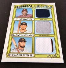2021 Heritage Triple Relic Gwynn, Machado, Tatis Jr. /25 Clubhouse Collection...