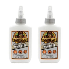 Gorilla Wood Glue 2 Pack Dries Clear Strong Water Resistant PVA Adhesive 24 H...