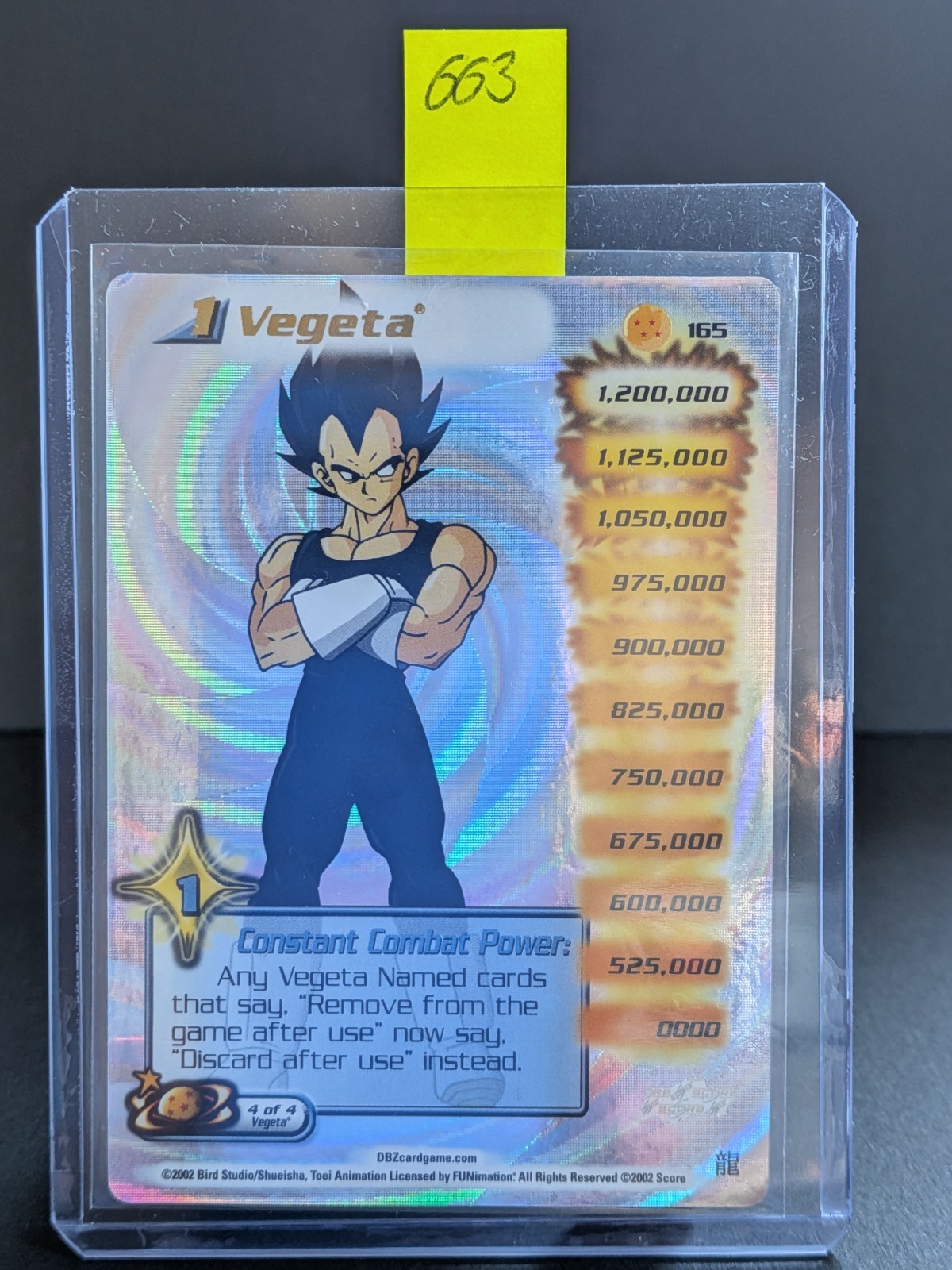 Tarjeta DBZ CCG Dragon Ball Z TCG Vegeta 165 Holo / Foil 2002
