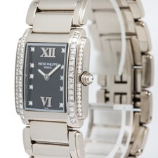 Patek Philippe Twenty-4 4910/20 W/Archive Diamond Bezel Black Dial Quartz 25mm 3