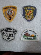 4 OBSOLETE USA LAW ENFORCEMENT CLOTH BADGES POLICE & SHERIFF AMERICAN B.I.N £14
