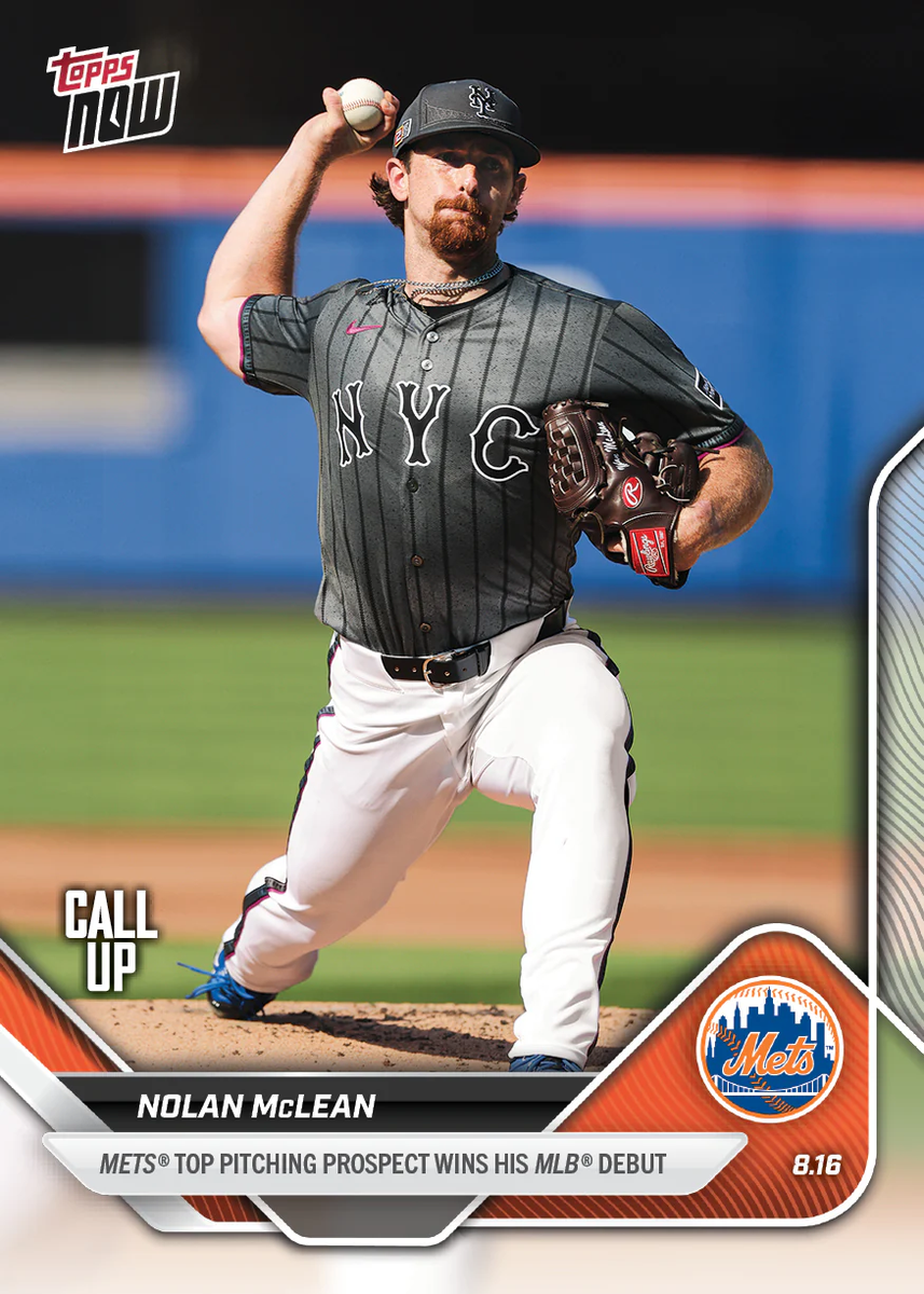 2025 Topps Now 559 Nolan McLean New York Mets Call Up RC 1st Win
