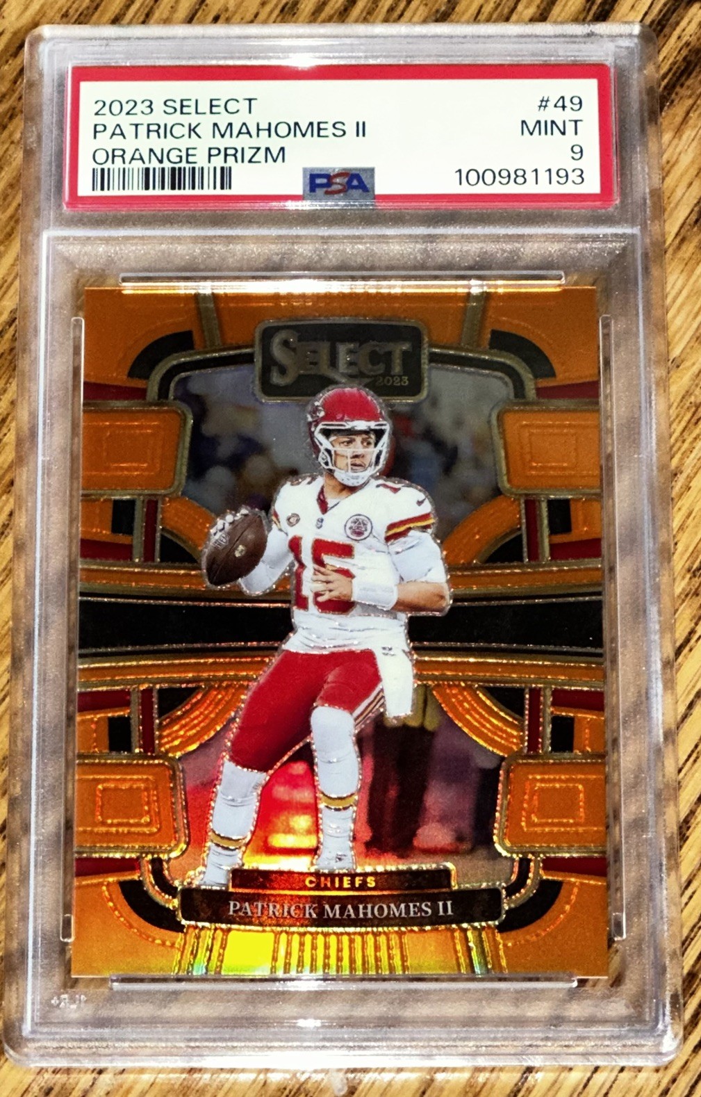 Patrick Mahomes 2023 Panini Select Orange Prizm 24/49 PSA 9 GEM MINT Chiefs 🔥