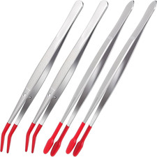 4 Pcs Rubber Tipped Tweezers for Lab Industrial Jewelry Craft Coin Stamp Tongs