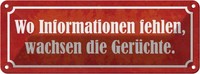 Blechschild 10X27 Cm Wo Informationen Fehlen GerüChte Spruch Zitat Deko Geschenk